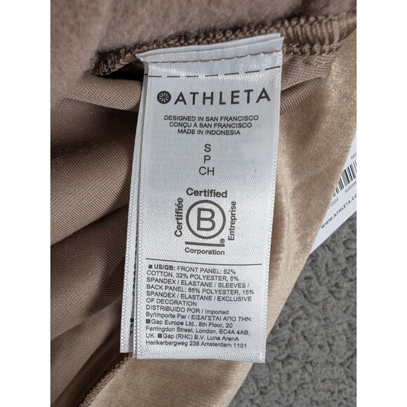 NWT ATHLETA Retroplush Velvet Crewneck Sweatshirt Side Snaps Brown Size Small - Picture 12 of 16